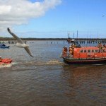 Both lifeboats and the RAF Sea King helicopter put on rescue displays at the event