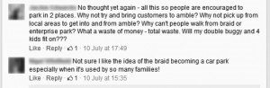 facebook screen grab parking comments bw