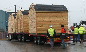 The first Pods arriving at the Harbour Village