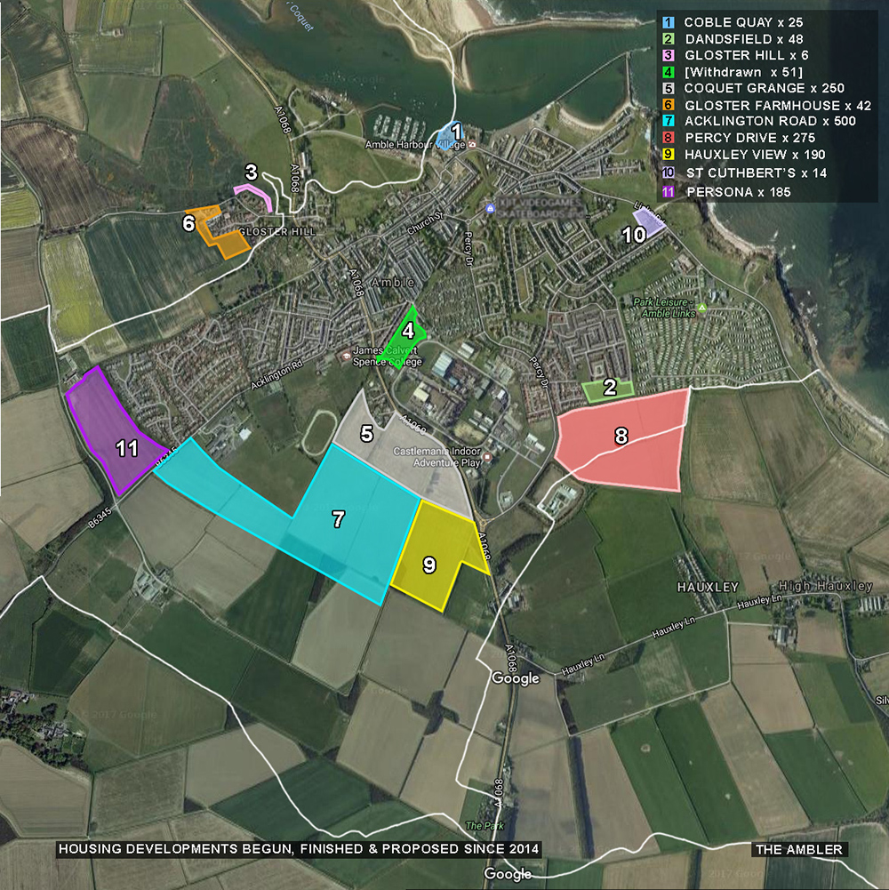 July2018 map of Amble housing plans