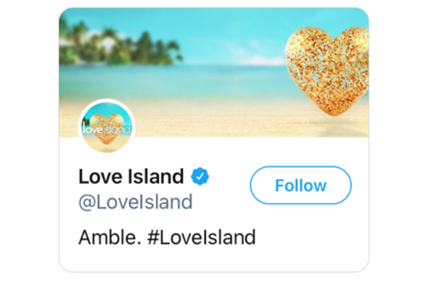 Love Island twitter location